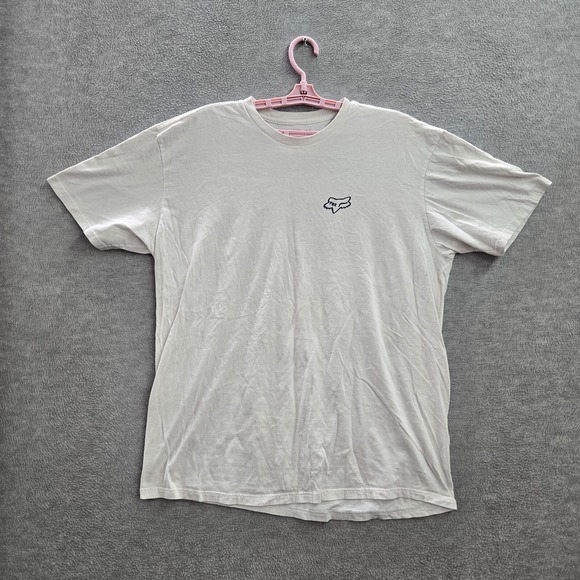 Fox Men Shirt XL White Knit Motocross Racing Logo Graphic Short Sleeve Tee - Picture 1 of 9